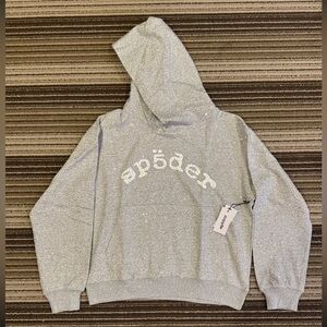 Sp5der Gray Speckled Hoodie